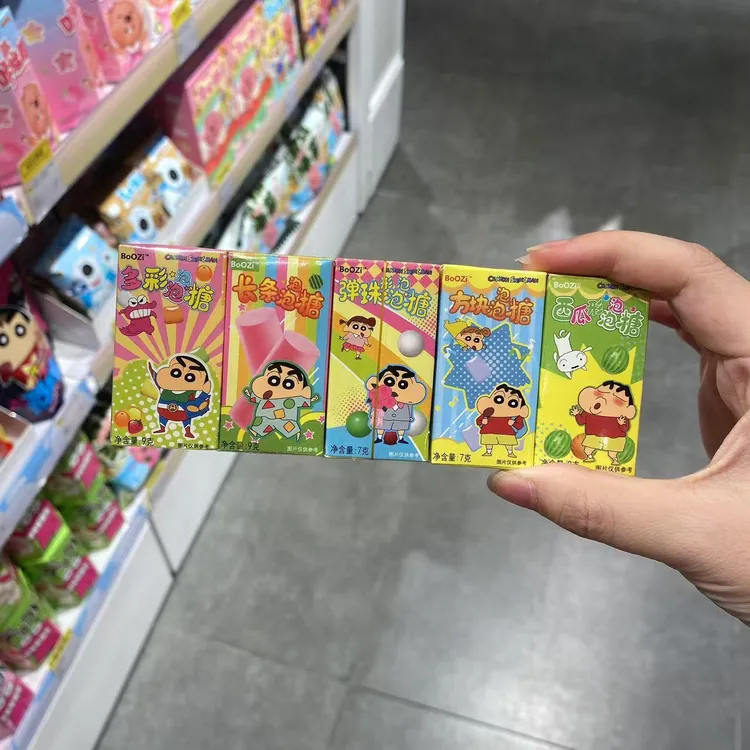 BOOZI蜡笔小新五宝糖水果味跳跳糖软糖儿童糖果一条5小盒混合装