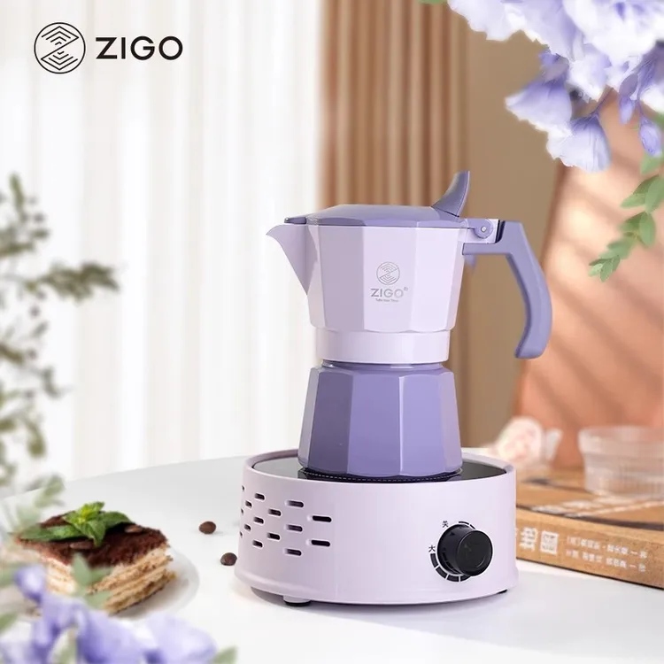 zigo双阀摩卡壶煮咖啡壶器具家用便携意式萃取手冲咖啡机套装户外