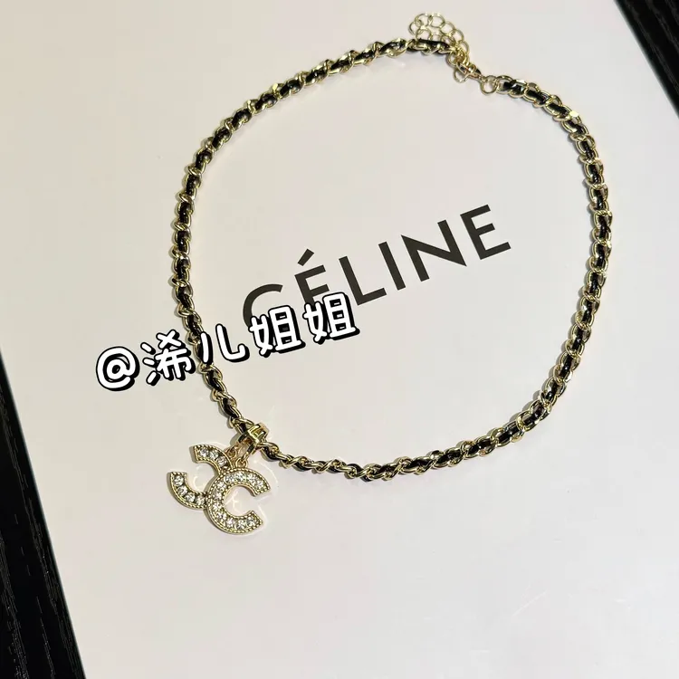 合金皮质项链 【浠儿家】小众设计感皮质编织C字母项链轻奢锁骨链