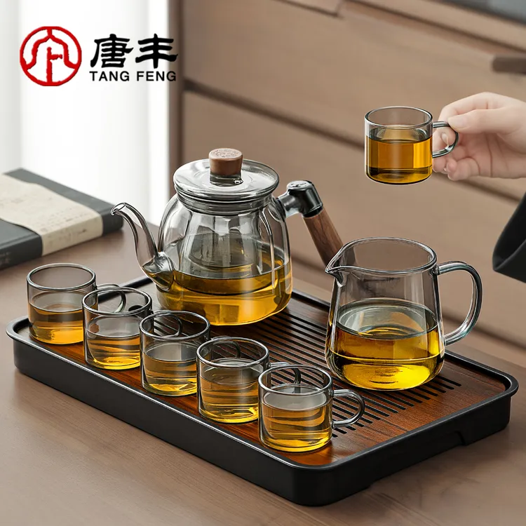 唐丰玻璃茶壶套装泡茶专用大号泡茶壶茶杯茶台一整套家用喝茶茶具