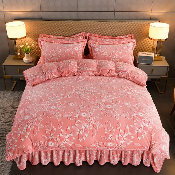 2025新款高克重8-9斤牛奶绒四件套保暖四件套防静电冬季加厚被罩