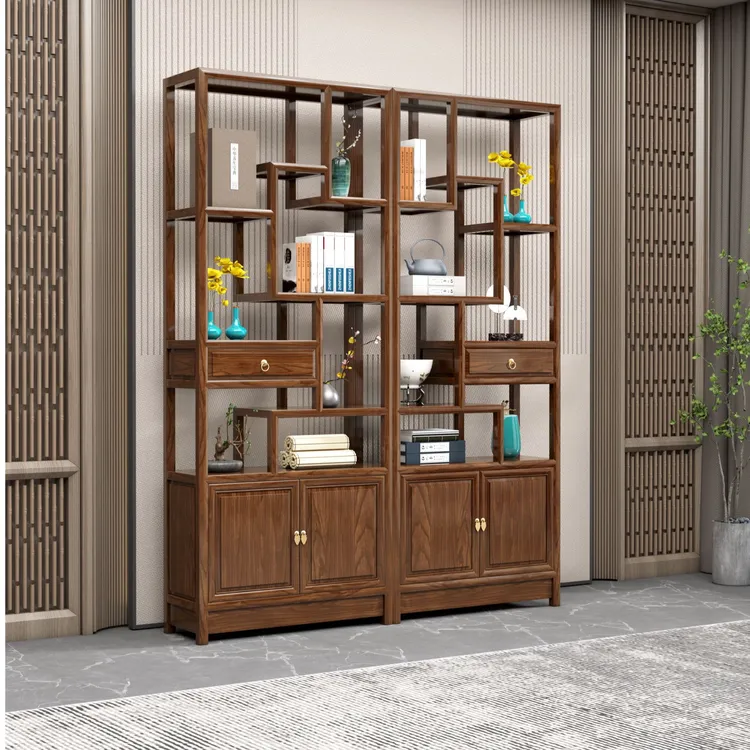 博古架实木新中式小型茶柜茶架子置物架多层茶叶架2025网红茶几