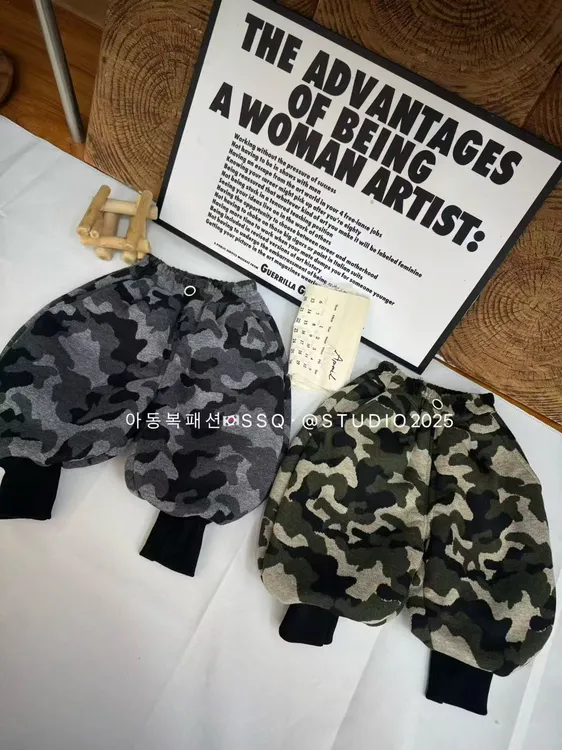 w5457迷彩奶哈羊羔绒厚绒休闲裤