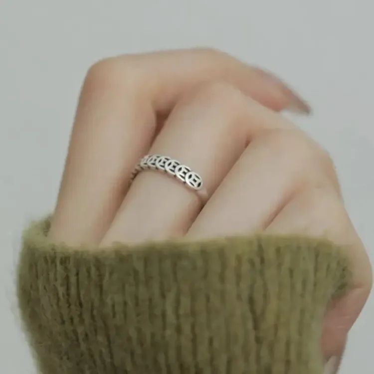 【钱多多】戒指女个性男女小众复古百搭时尚戒指指环