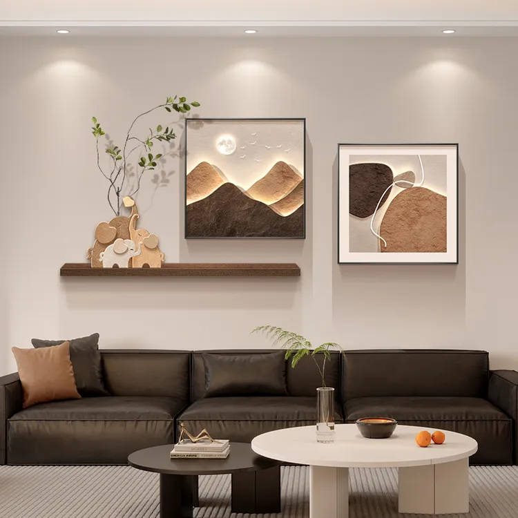 背有靠山客厅装饰画现代高档大气沙发背景墙挂画餐厅玄关山水壁画