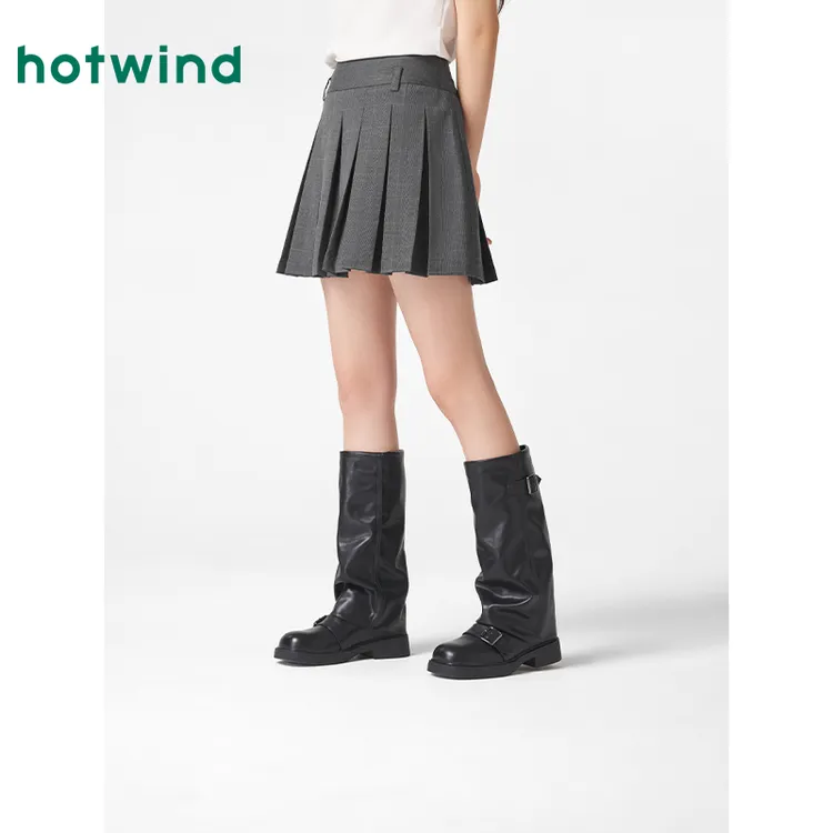 热风2025年春季新款女士格纹半裙F14W25102