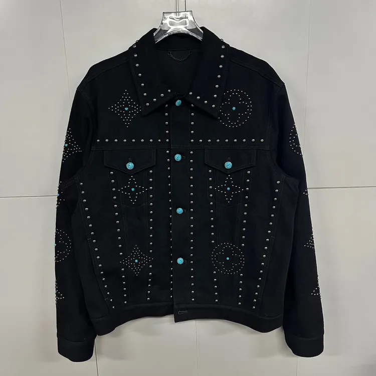 全新/LV SS24 绿松石系列铆钉拼接牛仔夹克外套 54码 P00255