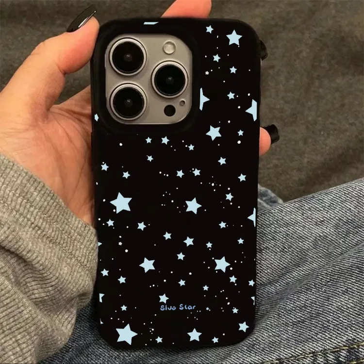 奥菲顿蓝色泼墨星星适用iPhone16果冻手机壳华为vivo小米15oppo套