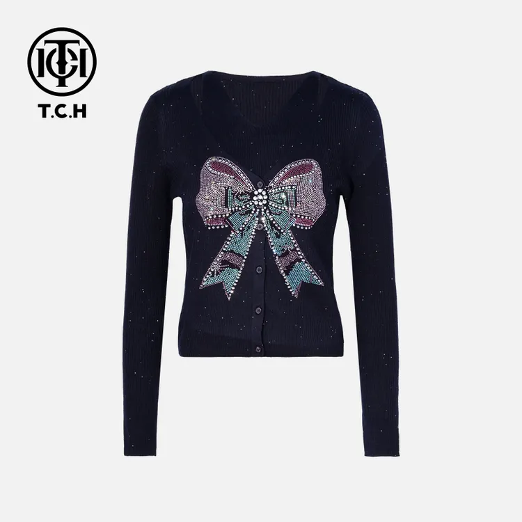 TCH私服烫钻工艺新时尚淑女百搭新潮流针织衫T75C43E5028轻奢tch