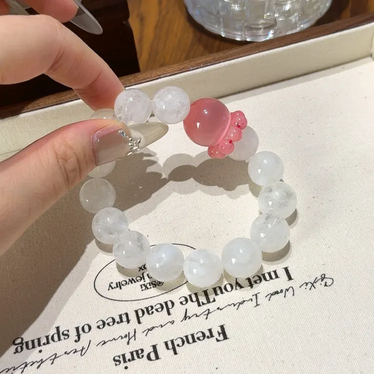 白幽灵猫眼石手串 少女心小众百搭气质