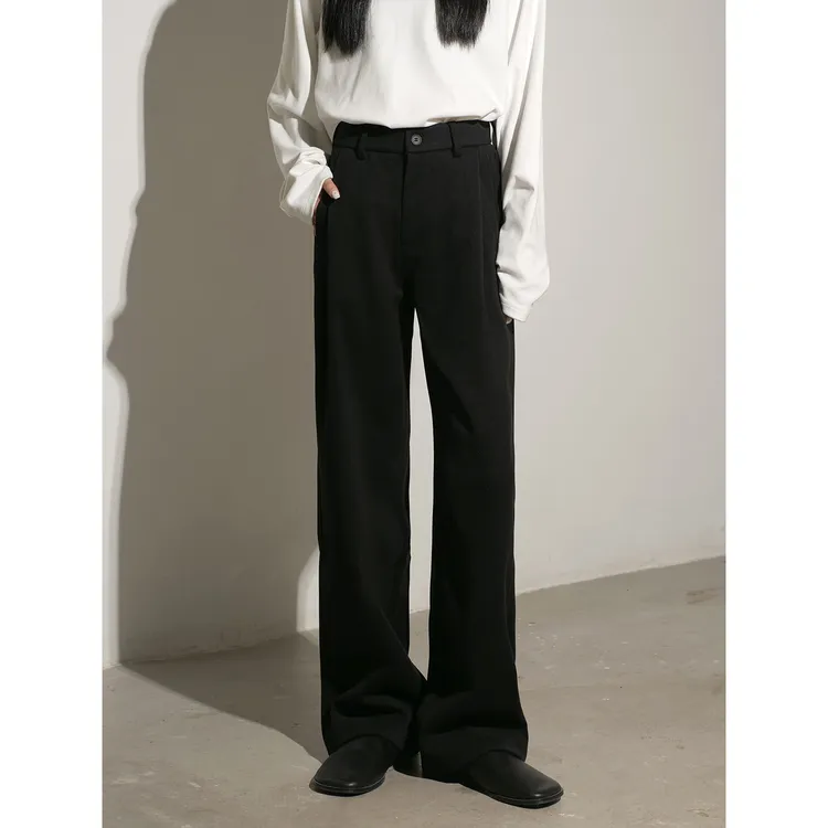 SPFL三本针星空毛呢黑色垂感西裤宽松直筒休闲西装裤男秋冬保暖潮