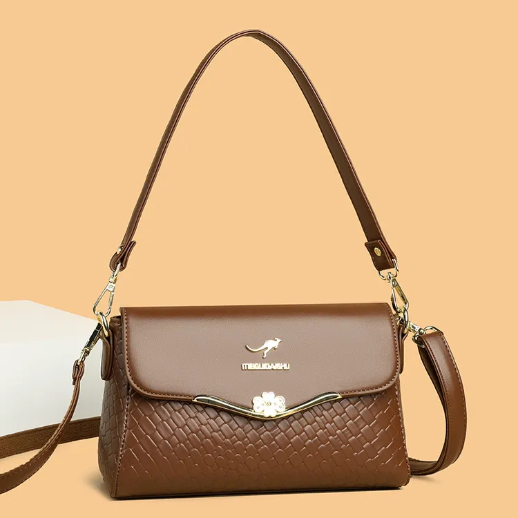 正品利莱袋鼠大容量中年包包女2024新款单肩斜挎包婆婆妈妈软皮包