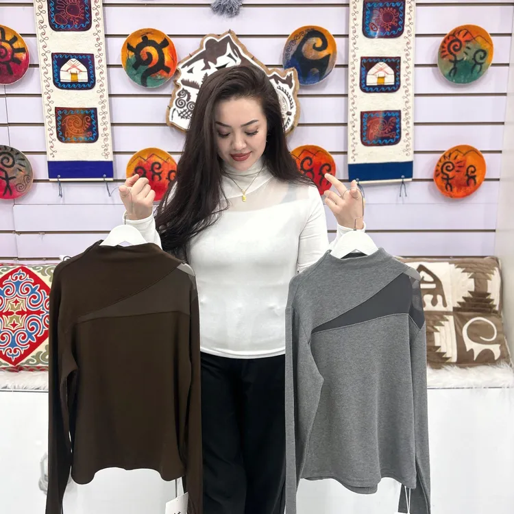 秋冬新款半高领网纱修身显瘦打底衫T恤气质百搭女上衣