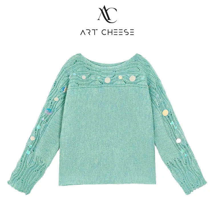 【芝士Cheese】慵懒韩女 千金字母圆领法式毛衣休闲宽松羊毛毛衣