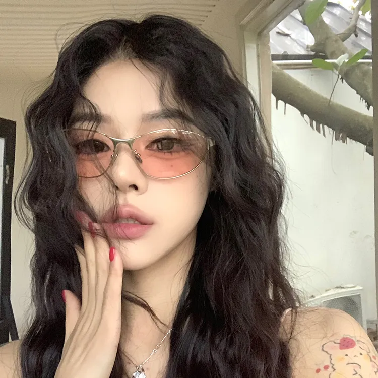 欧美时尚粉色猫眼太阳镜女款方圆脸显瘦高级感ins风潮流街拍墨镜