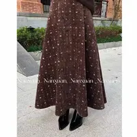 【南萱】【冬日焦糖】冬季长款高腰A字伞摆半身裙5DQYZ10965