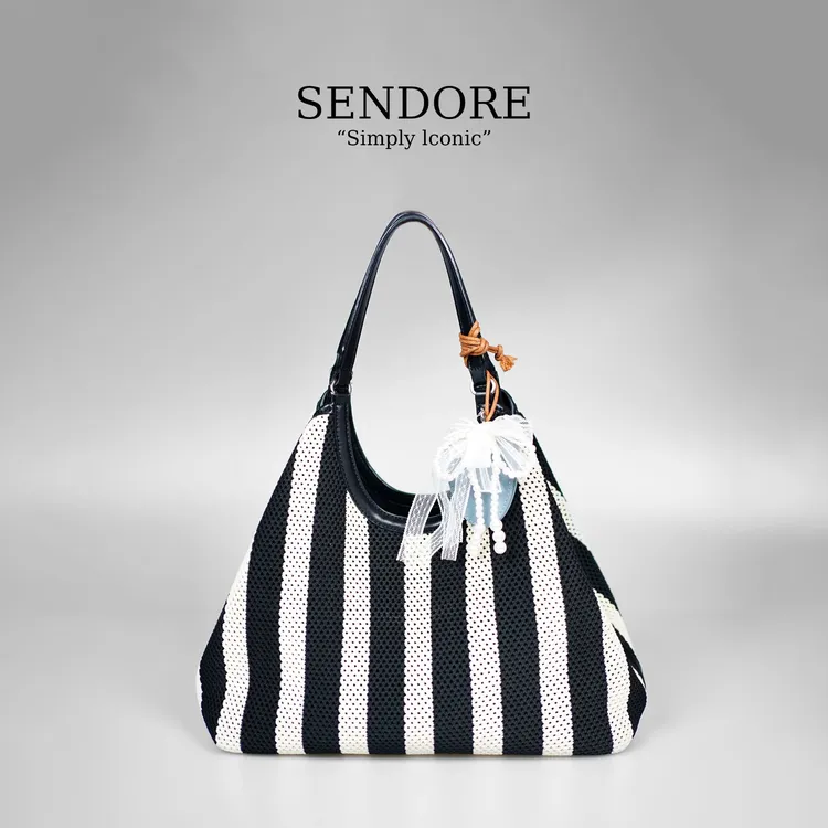 SENDORE 森岛/托特包 大牌风时尚休闲百搭编织条纹小众托特包