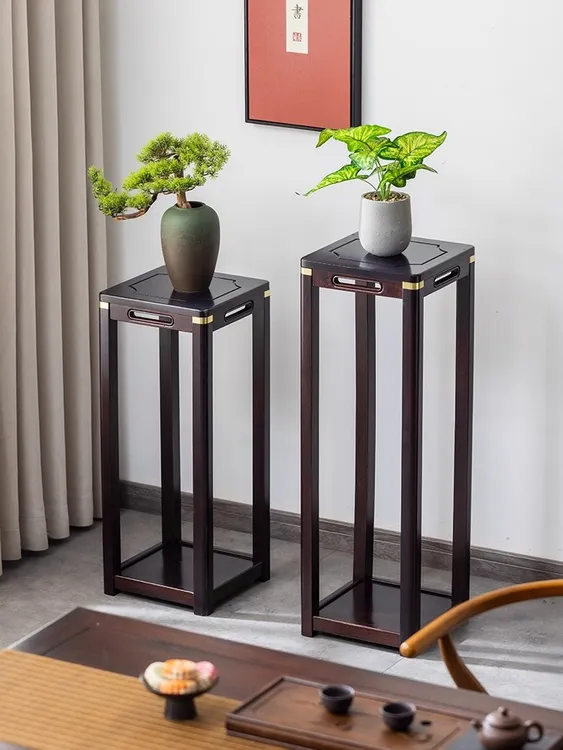 花梨木实木花架室内室外阳台客厅绿植置物摆件架新中式极简轻奢风