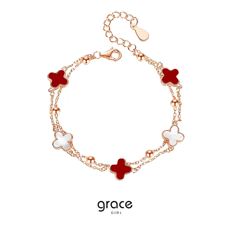 Grace Girl 925银手链 四叶草手链女款轻奢ins小众生日礼物送闺蜜