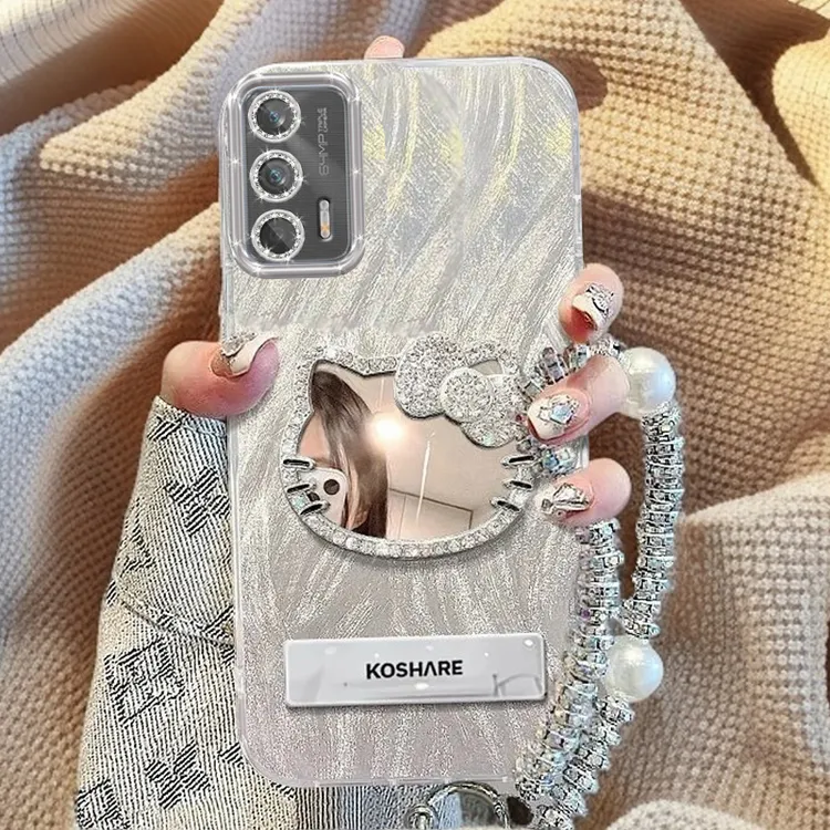 自带镜头膜真我GTNeo手机壳RMX3031软壳镶钻kt猫镜子realmegtneo