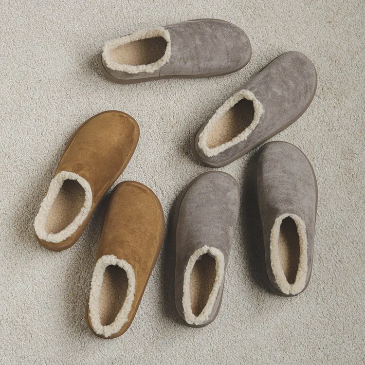 外穿男女情侣一脚蹬穆勒鞋冬季加绒勃肯鞋保暖包头小土豆半拖棉鞋