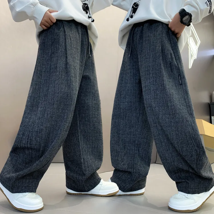 男童加绒裤子秋冬儿童一体绒长裤男孩2025新款大童冬装保暖休闲裤