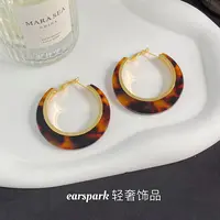 EarSpark 铜合金耳饰 豹纹原创设计日韩女耳环复古百搭耳饰圈圈