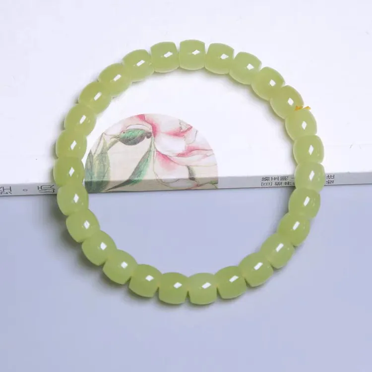 和田玉黄口料直切单圈手串玉质温润细腻轻奢气质百搭男女情侣款  