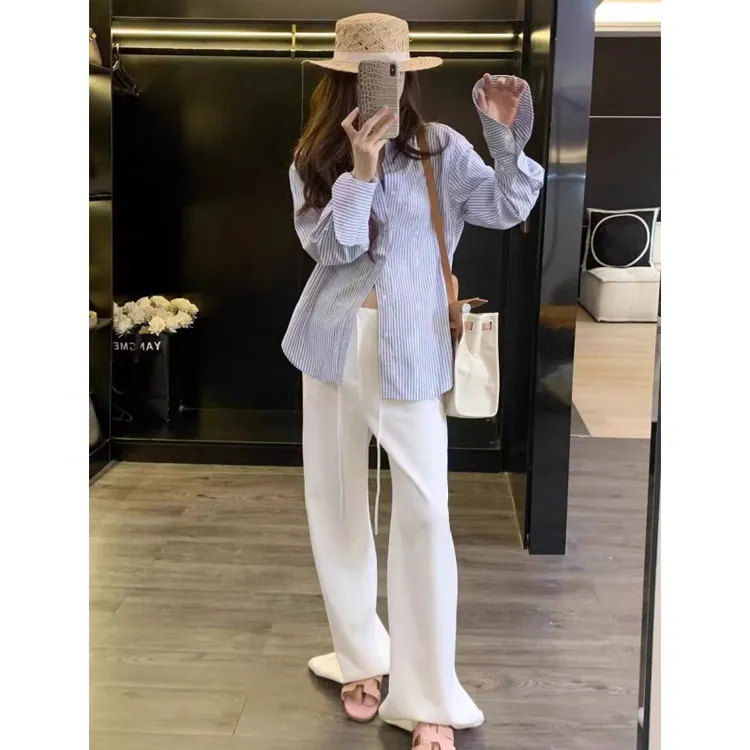 法式条纹衬衫女款2025年早春新款爆款时尚高级感宽松休闲长袖衬衣