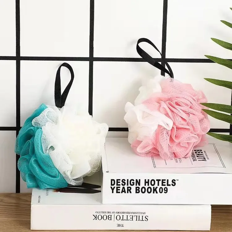 拼色大号沐浴球新款高档洗澡浴花球柔软不散搓澡巾起泡沐浴花通用