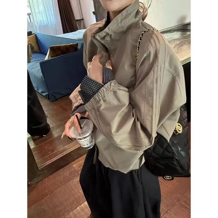 设计感格子拼接短外套女欧洲站2025年秋季新款时尚百搭显瘦上衣潮