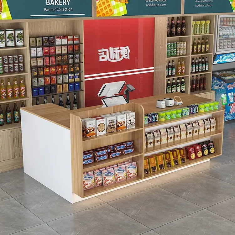 超市收银台便利店前台多层储物吧台店铺文具店小型柜台转角接待台