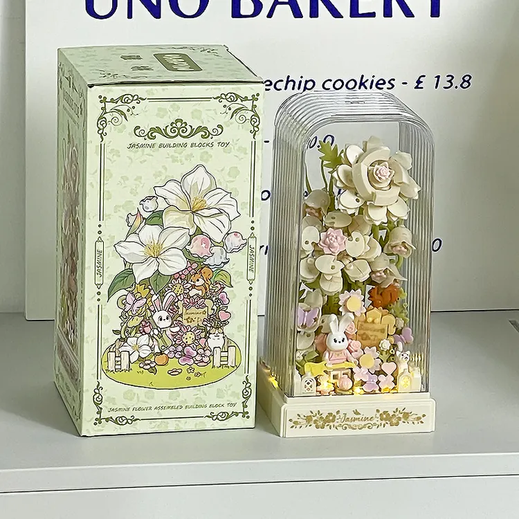 手工花玫瑰茉莉七夕情人节成人积木花女生生日礼物浪漫颗粒拼装