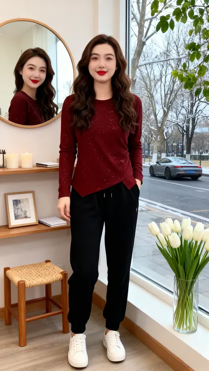 【现货加绒】大码长袖内搭保暖打底衫女冬季宽松显瘦加厚正肩上衣