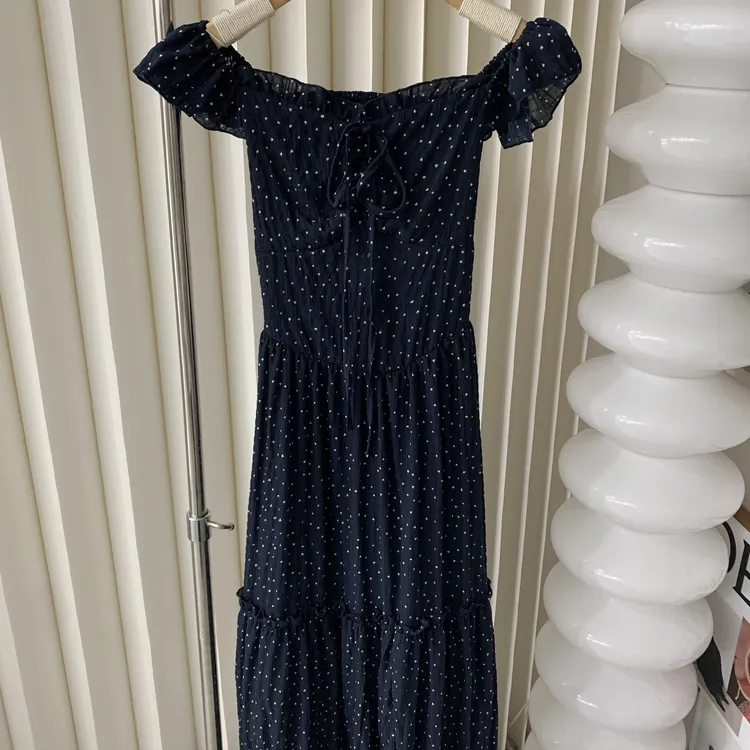 无袖印花时尚夏季爱心设计师女装长款高腰波点连衣裙