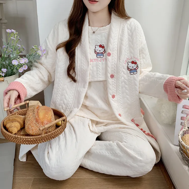 月子服秋冬季产后三件套空气棉哺乳睡衣孕妇怀孕住院待产妇家居服