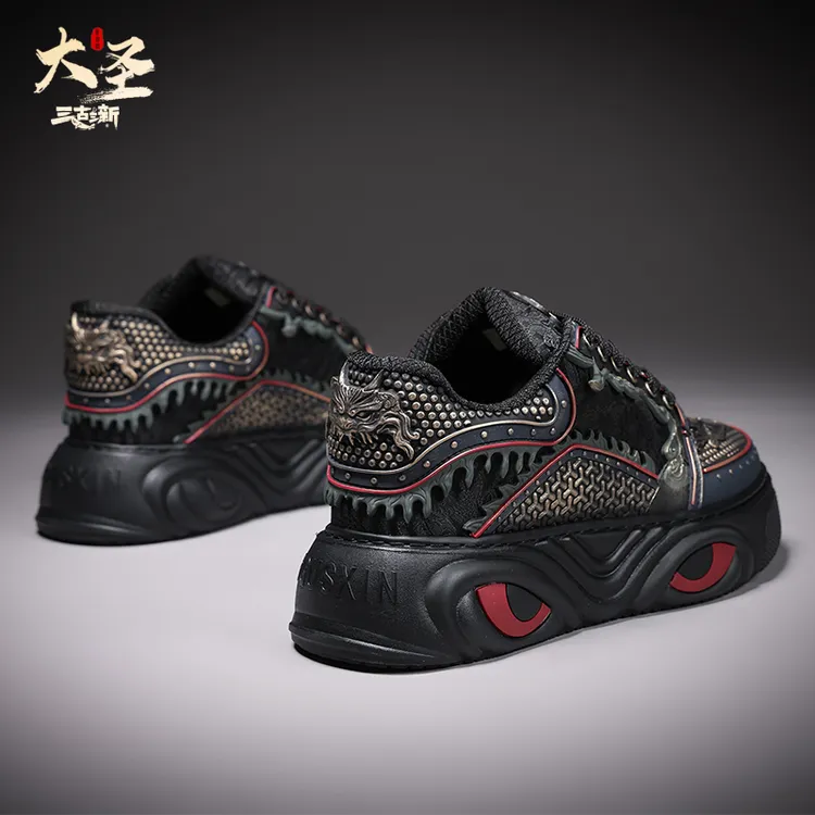 三古三新 悟空锁子甲 板鞋男款2025冬季男鞋厚底时尚休闲潮鞋男士