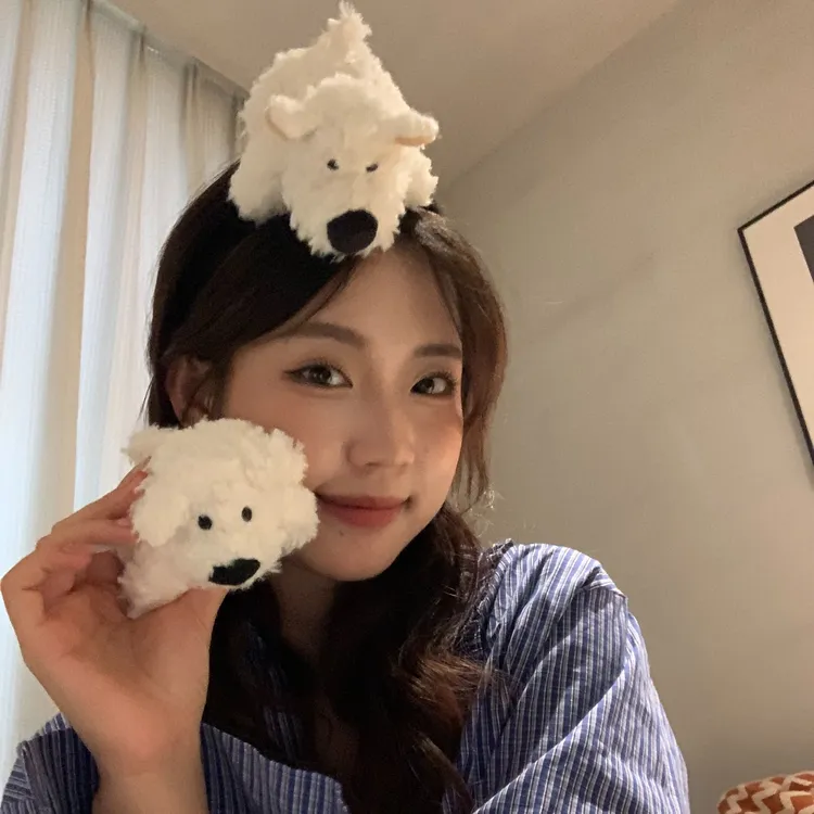 元气满满幂幂同款ins风立体西高地小狗少女心发夹毛绒感可爱
