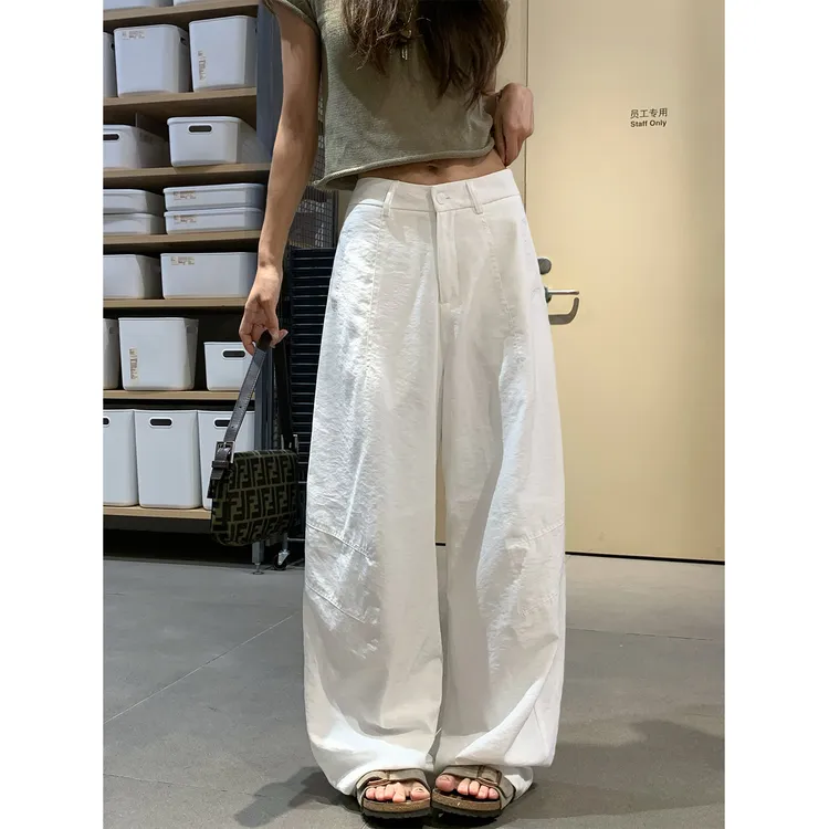 留下 1992 早秋新品亚麻香蕉裤女百搭显瘦休闲直筒裤女宽松阔腿裤