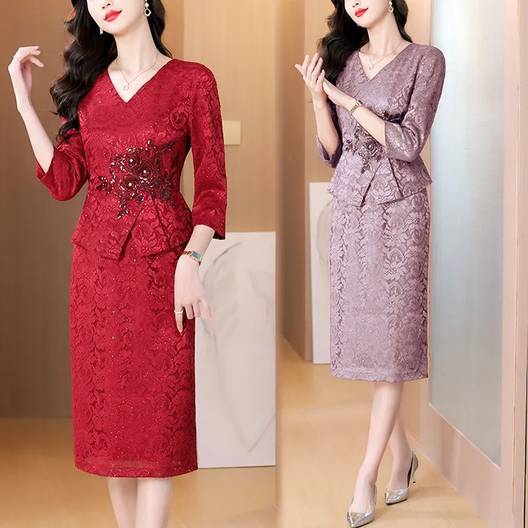 yhfs7327喜婆婆婚宴装礼服裙2025秋季新款时尚优雅气质修身连衣裙