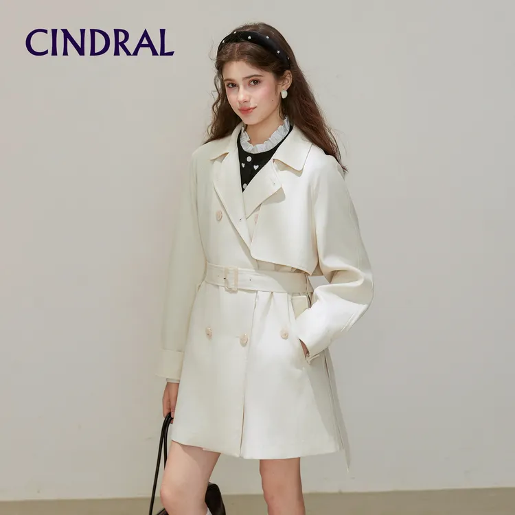 【熙地】常规款长袖百搭秋季纯欲风翻领大衣外套风衣C85QF0572M