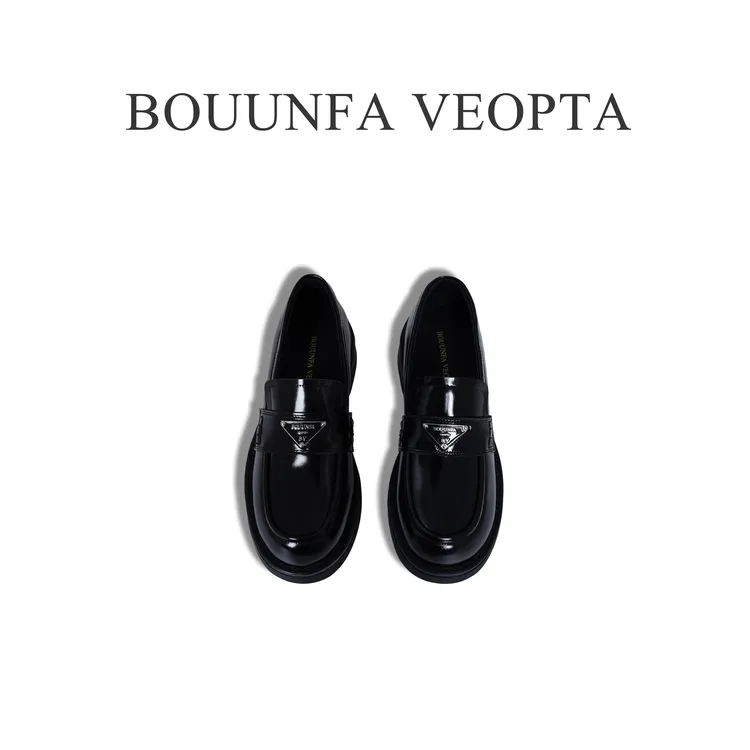 BOUUNFA VEOPTA秋季新款爆款圆头乐福鞋厚底时尚百搭小皮鞋D802