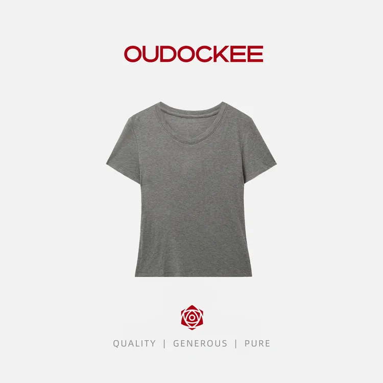 OUDOCKEE 鸥鸥【桑蚕丝T】纯色修身显瘦圆领百搭莱赛尔显贵T恤 8501