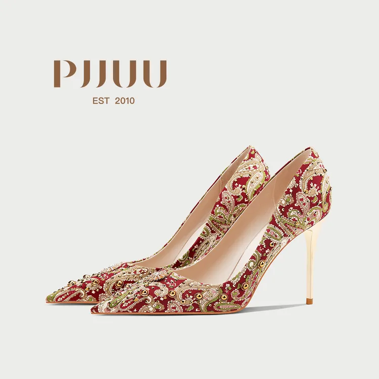 pjjuu新娘鞋 红色秀禾婚鞋女2025夏季中式结婚高跟鞋女龙凤褂婚鞋