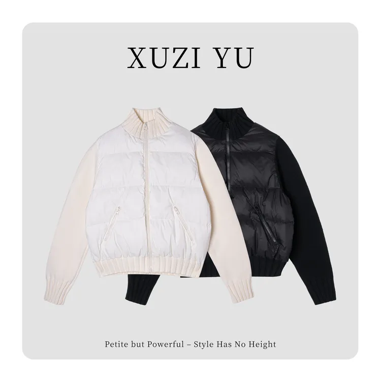 XUZI YU.小个子定制冬新品织袖拼接羽绒韩系显瘦外套女7735-W2346