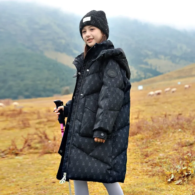 巴拉开门加厚女童羽绒服中长款过女童12岁女加厚白色女童
