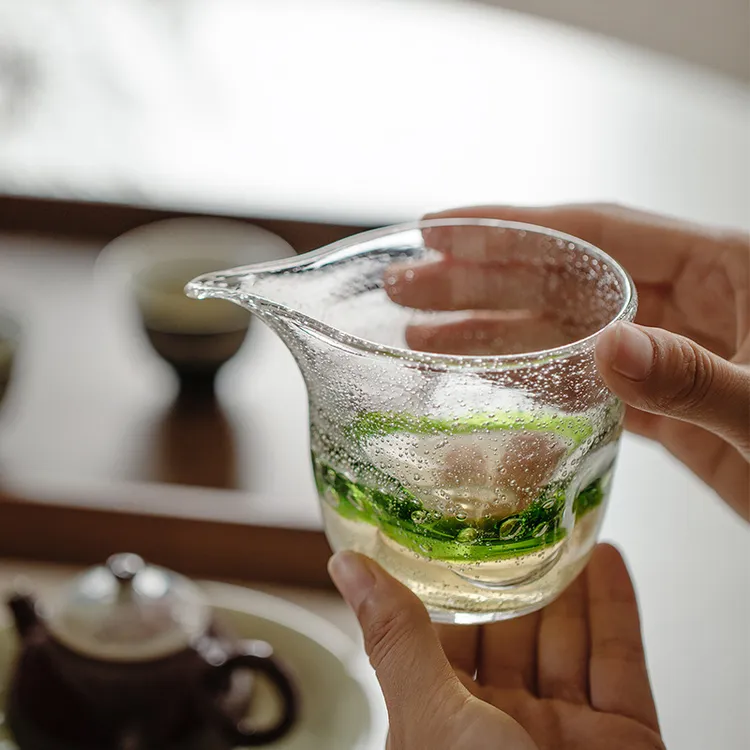 束刻 琉璃与落公道杯水晶分茶器非玻璃耐高温大匀杯茶道功夫茶具