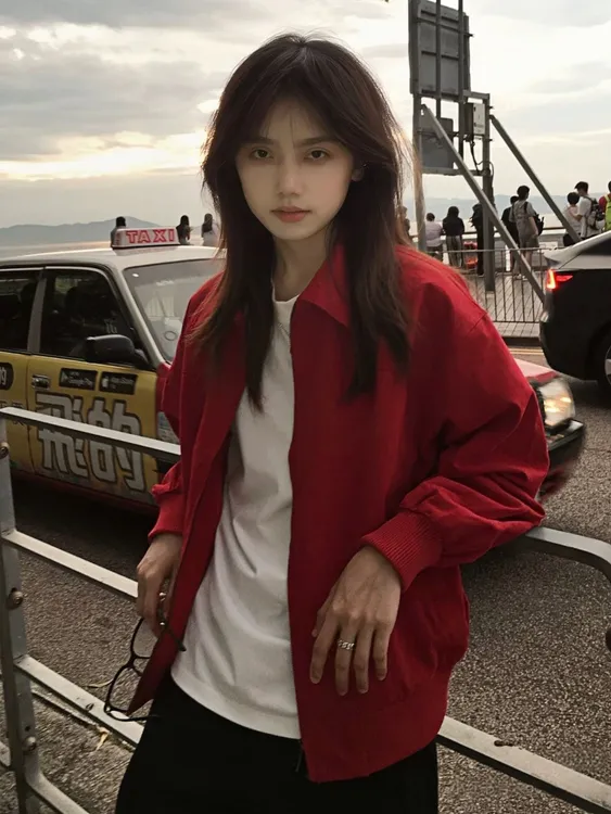 秋季红色哈灵顿夹克外套女小个子2025新款宽松百搭翻领棒球服上衣