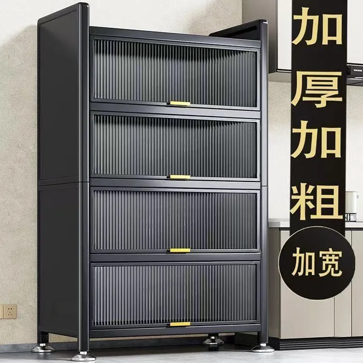 厨房置物架特厚加高家用落地多层橱柜碗柜储物柜锅具微波炉收纳架