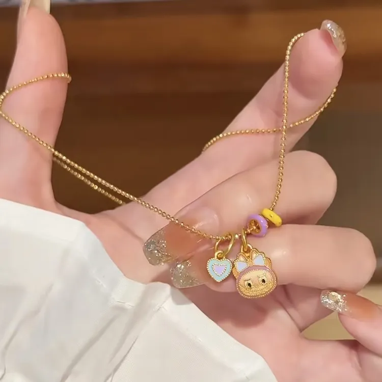 坠链均925银 泡泡玛特LABUBU女项链纯银爆款拉布布多巴胺DIY配件